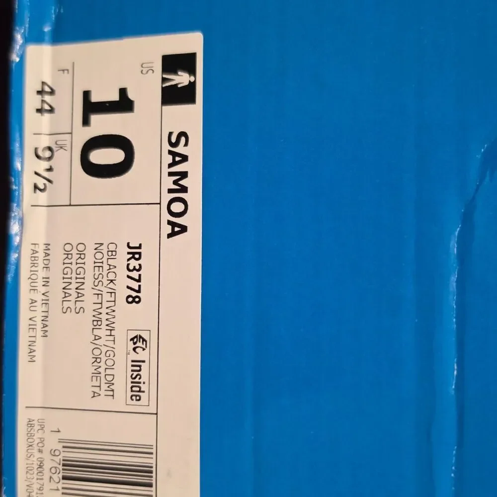 Adidas Samoa Men’s 10 Black White Gold Suede Sneakers JR3778 New with Box